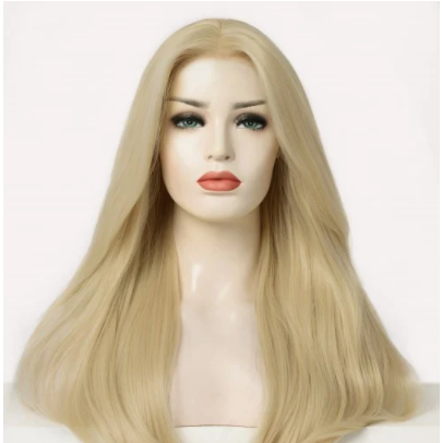 Ash Blonde Natural Straight Synthetic Lace Front Wig